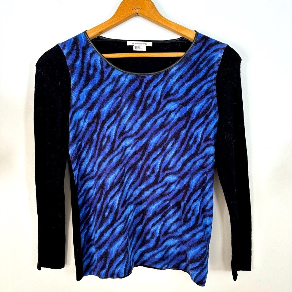 Gerard Darel Wool Blue Zebra Sweater Size Medium